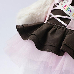 Медведь Lina TeddyTales "С днем рождения", с длинной шерстью, L, белый, 38 см